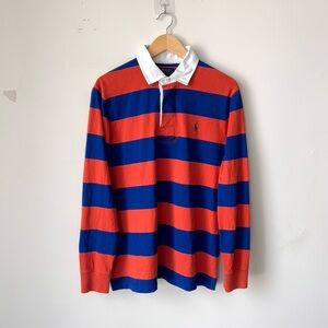 Polo Ralph Lauren Kanye Orange Royal Blue Striped Rugby Shirt Men’s M Iconic